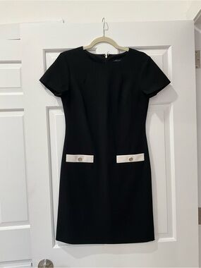 Tommy Hilfiger Black Mini Shift Dress with Cream Pocket Trim